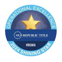 Gold star emblem for Old Republic Title, highlighting its Operational Excellence and designation as a 2024 Shining Star in Virginia.